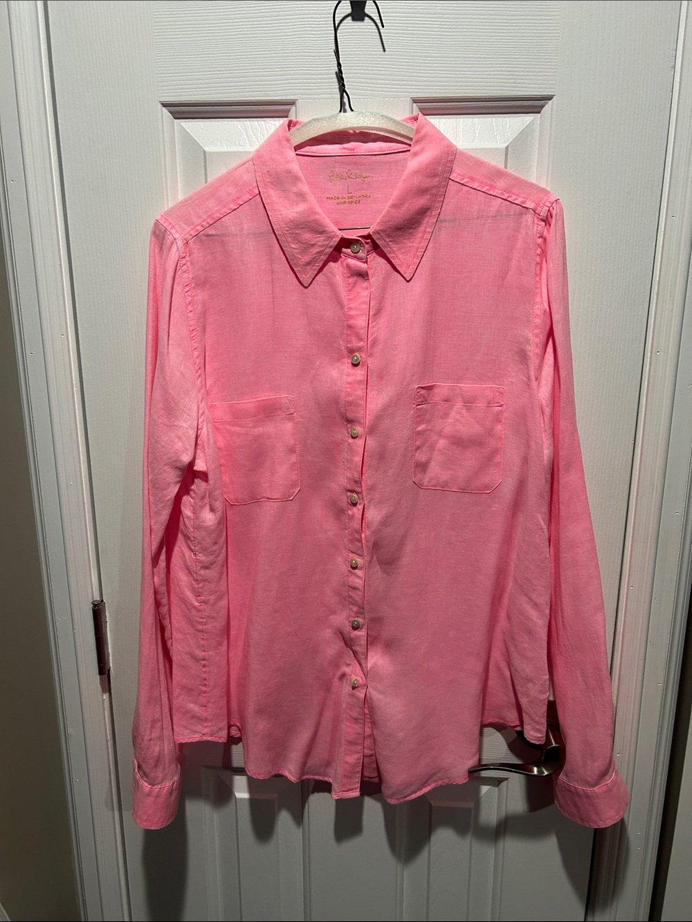 Lilly Pulitzer Bubblegum Pink Classic Button-Down Linen Shirt